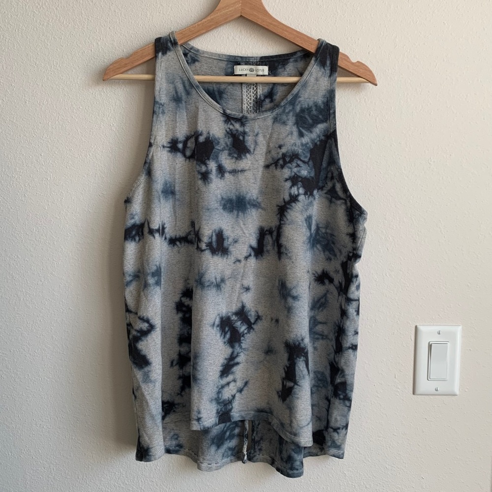 Lucky Brand Indigo Tie Dye Tank Top
